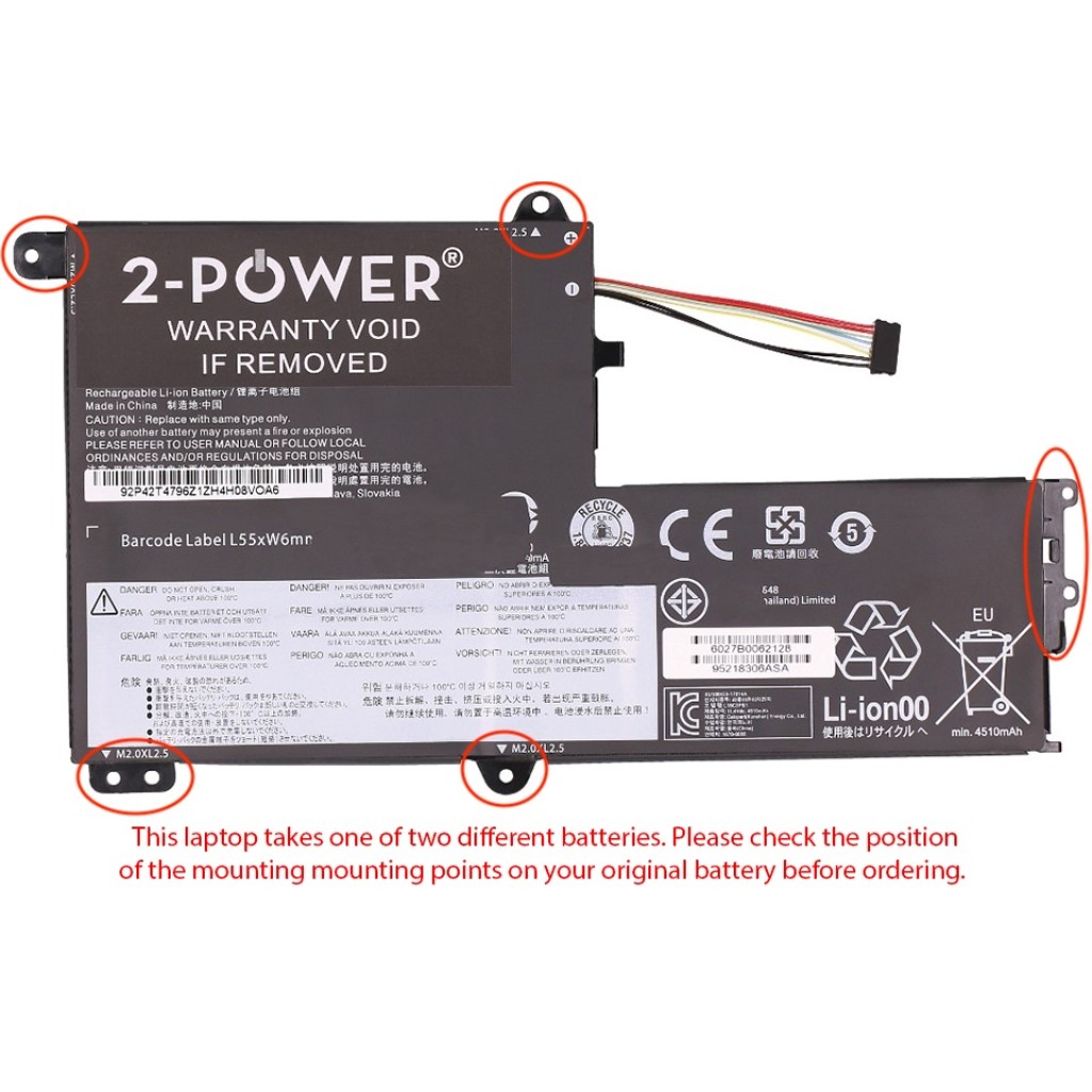 11.4V 4500mAh (51Wh) L15C3PB1 Laptop Battery